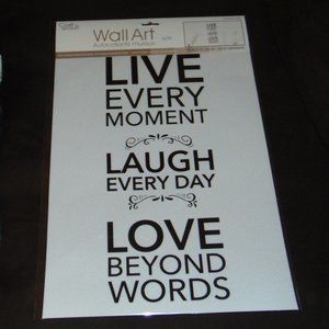 Live Laugh Love Vinyl Wall Art Reusable Black Block Letters Indoors Outdoors